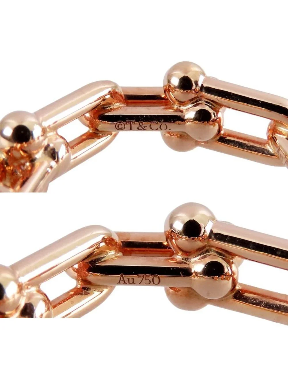 Tiffany & Co Ring Pink Gold 18k Diamond Small Link Rose